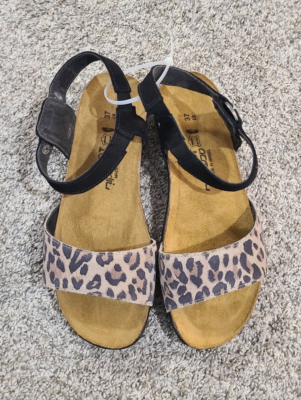 Naot Women Sabrina Sandals in Cheetah Suede Size 37